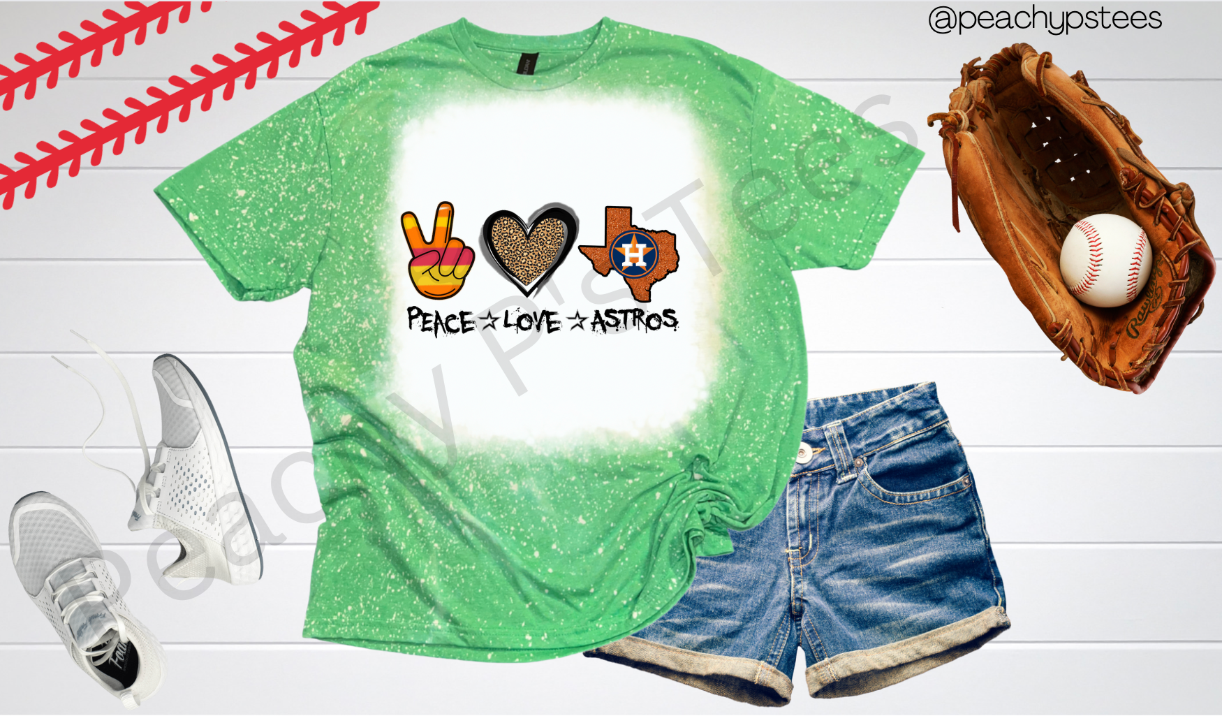Peace Love Astros bleached tee – Ribbons and Stitches