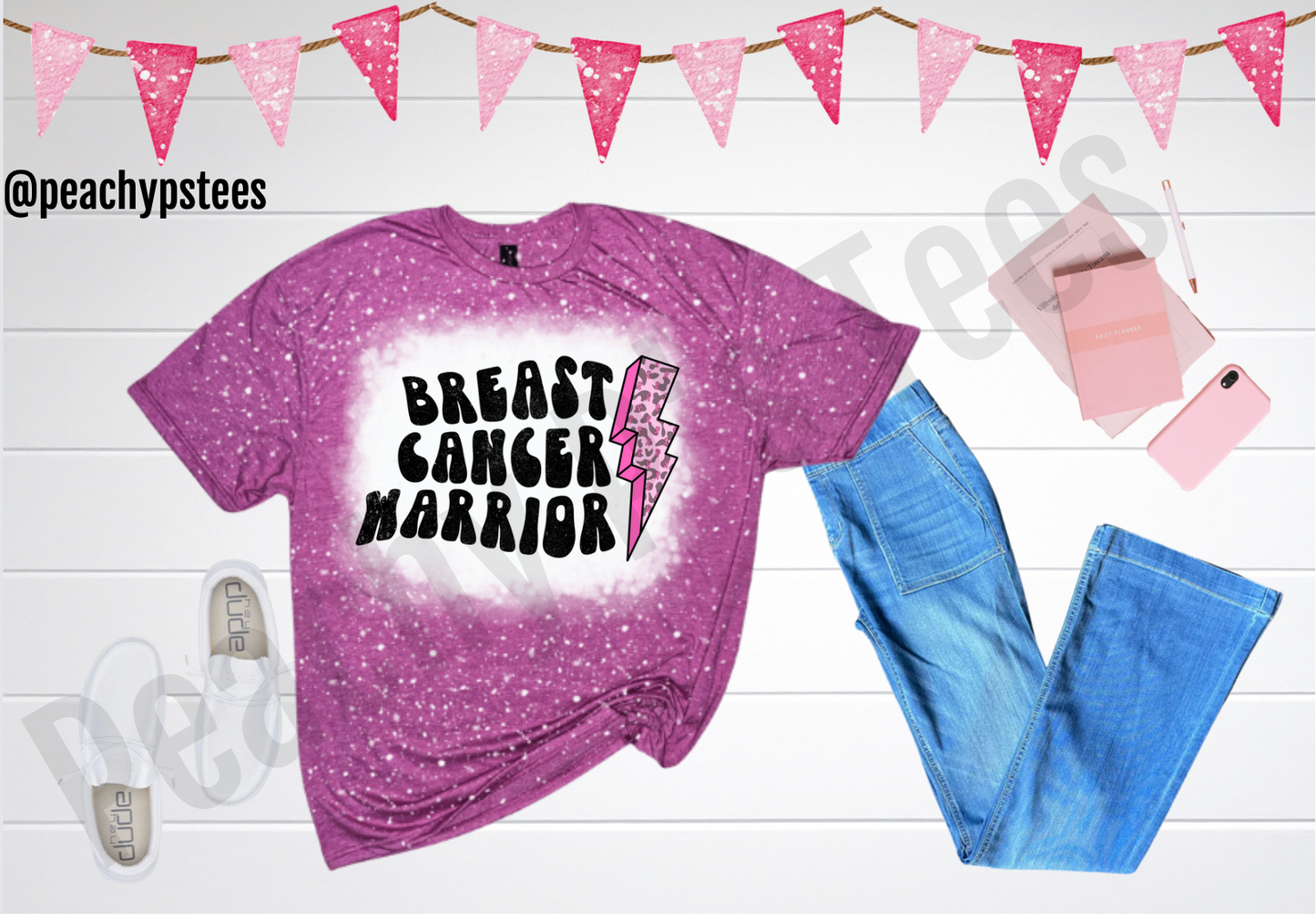 Breast Cancer Warrior Bleached T-Shirt